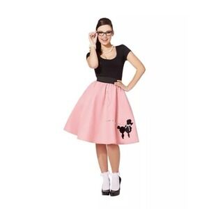 SPIRIT HALLOWEEN Costume 50's Poodle Skirt Pink Black adult Small/ MD 4-8